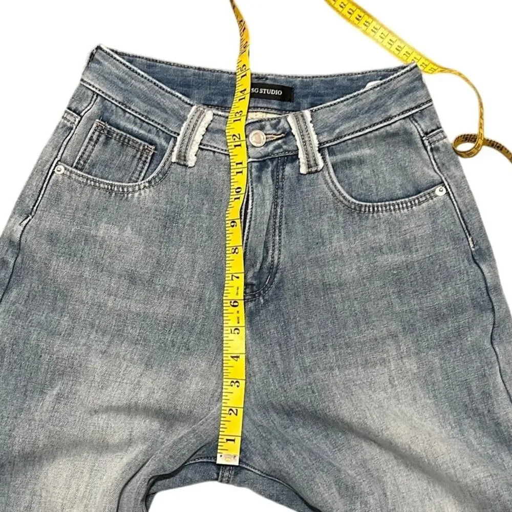 SG Studio Light Wash Wide Straight Leg Dad Jeans Size M - Picture 8 of 10